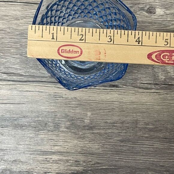 VINTAGE PALE BLUE INDIANA GLASS FOOTED OPEN SUGAR OR SMALL BOWL FLUTED DIAMOND - Picture 4 of 7